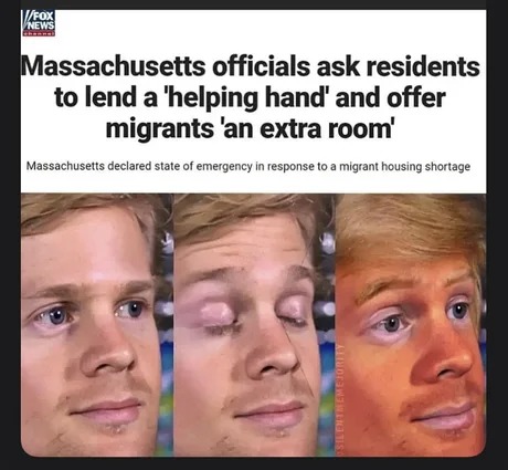 Massachusetts ask for a helping hand with migrants - meme