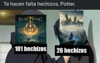 es gracioso porque hogwarts legacy es un juego de brujos y elden ring no :grin: - meme