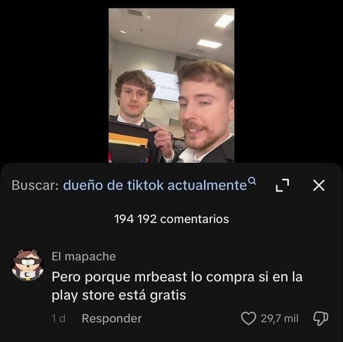 Meme de Mrbeast comprando Tiktok