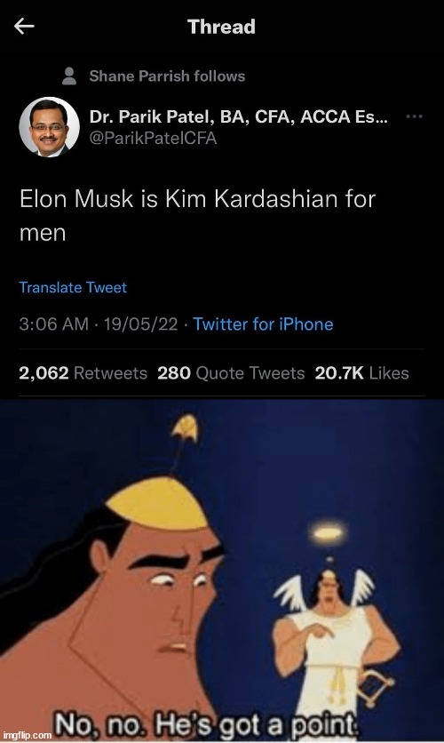 Elon musk equals Kim Kardashian - meme