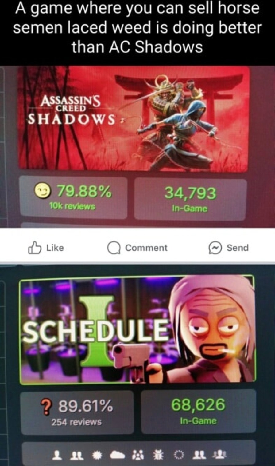 this weed-horse-sim game is beating Assassin’s Creed - meme
