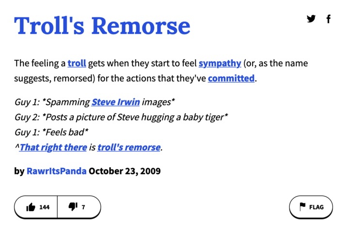 Troll's remorse meaning - meme
