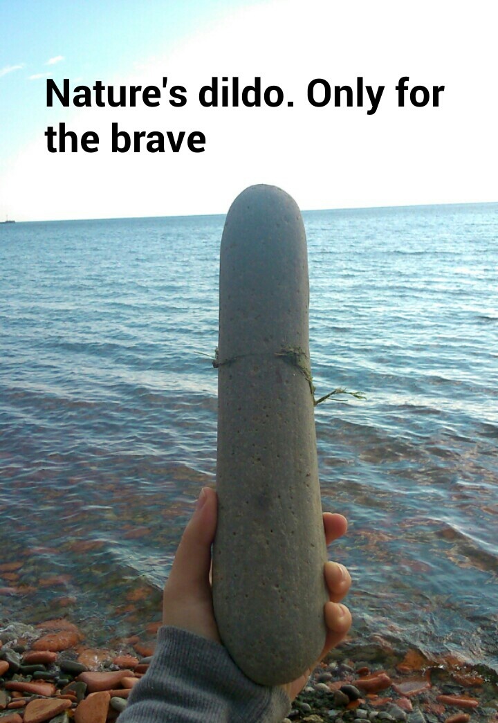 My brother found this dildo shaped rock - meme