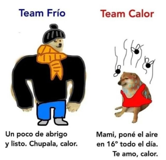 Team Frío vs Team calor - meme