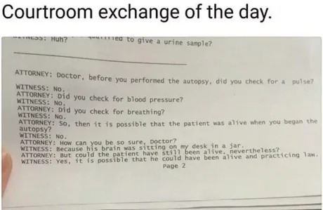 Courtroom exchange of the day - meme