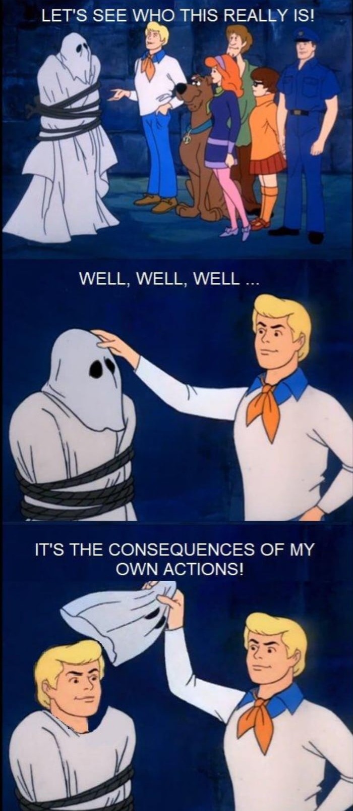 Past me is a total jerk never trust that guy but future me is an even bigger jerk cuz he doesn't take into account my circumstances at the time so never trust him either - meme