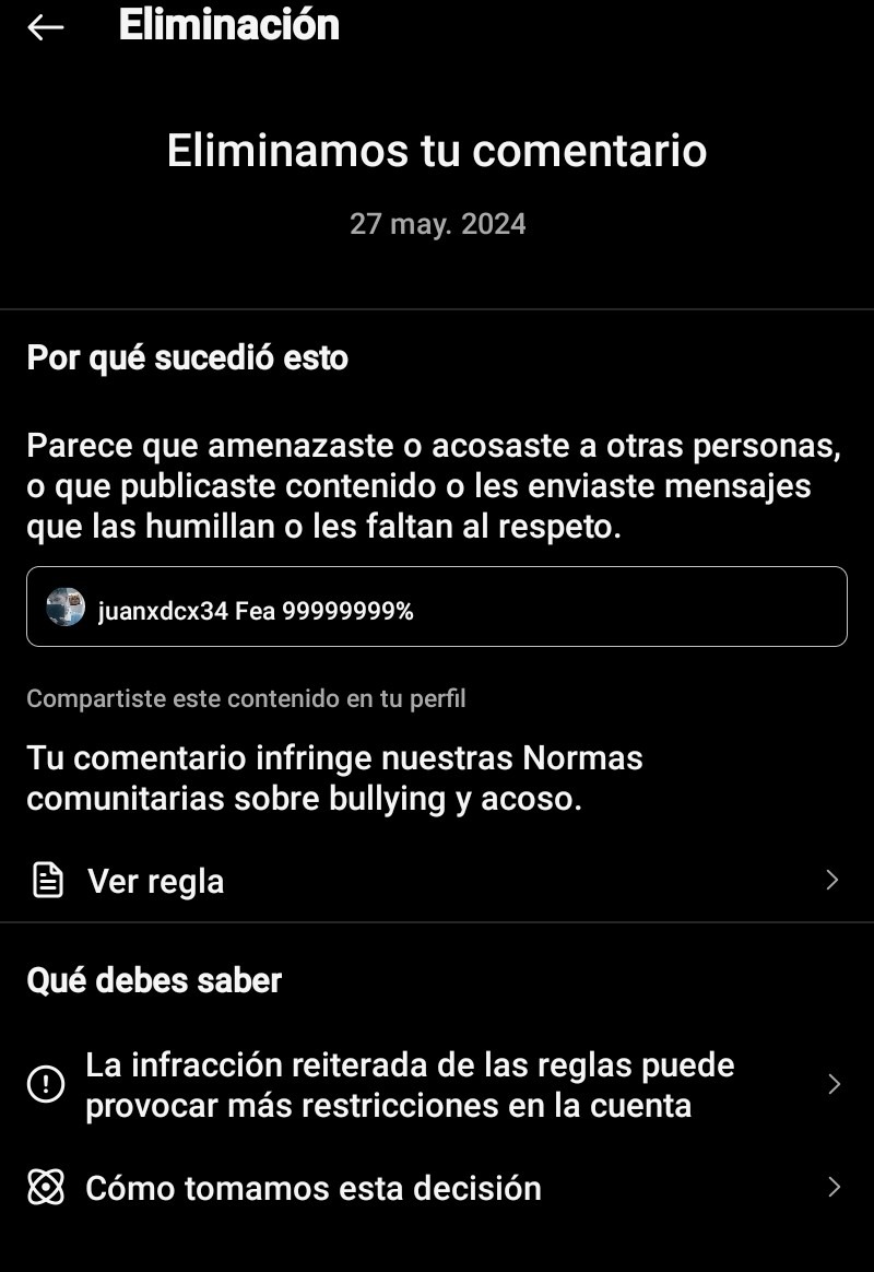 Es en serio es una mamada la moderación de ig no más por decir que alguien es fea  instagram de mierda se arde muy facil - meme