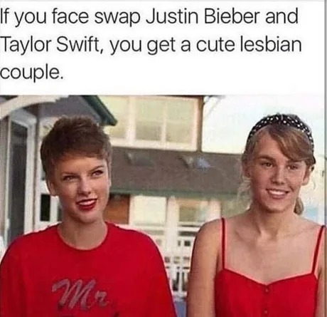 Justin Bieber and Taylor Swift face swap - meme