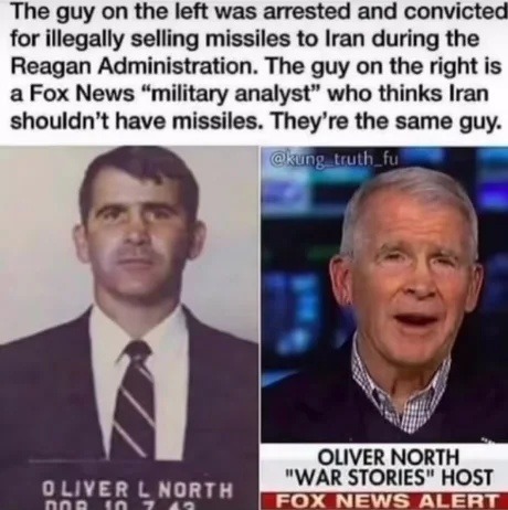 Dude sold missiles to Iran and now gives opinions on Fox News - meme