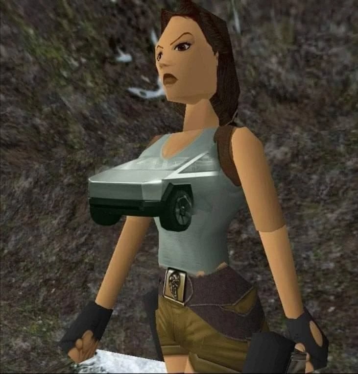 Graficos cybertruck son los de esta lara croft - meme