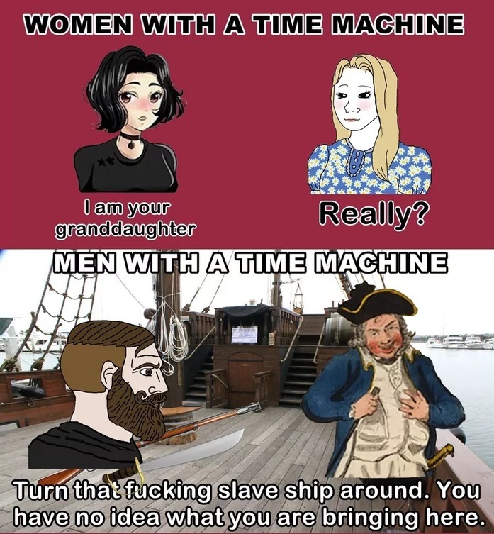 Personally, I'd use my time machine to mine the waters off the coastline. - meme