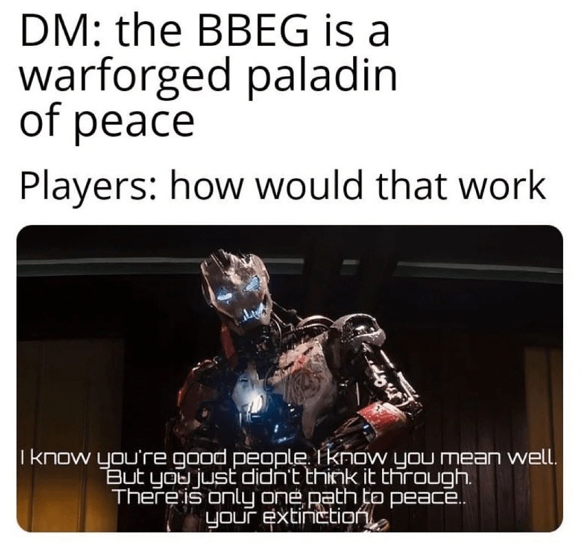 When your character’s supposed to be peaceful, but the only path left is extinction - meme