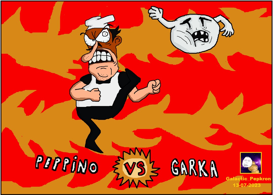 Peppino Spaghetti vs Garka By: Galactic_Pepkron / Cosmic_Derp. Agradecimientos a Neikiam512 por la idea. - meme