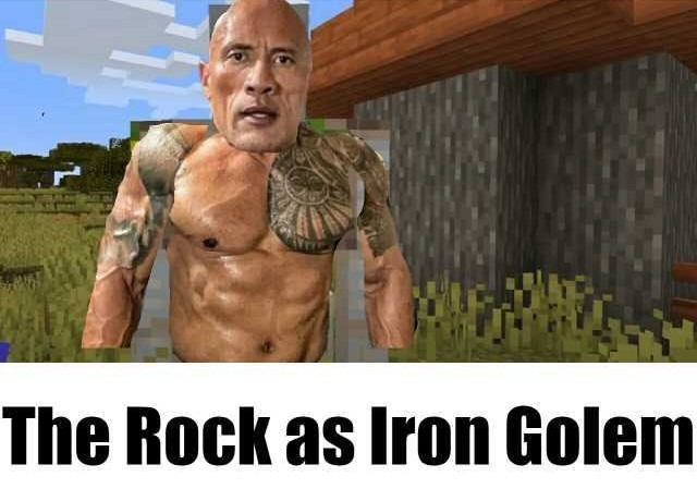 The Rock as Iron Golem - meme