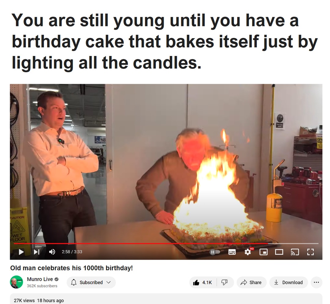 (He's actually celebrating 50 million views on his YT channel and one candle represents 50K views) - meme