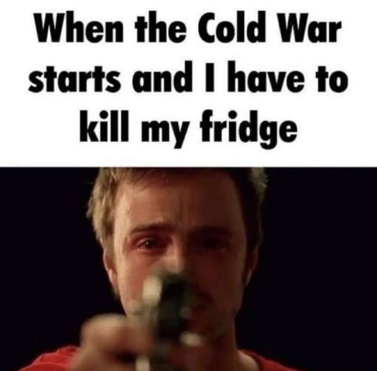 cold war starts and the fridge must die - meme