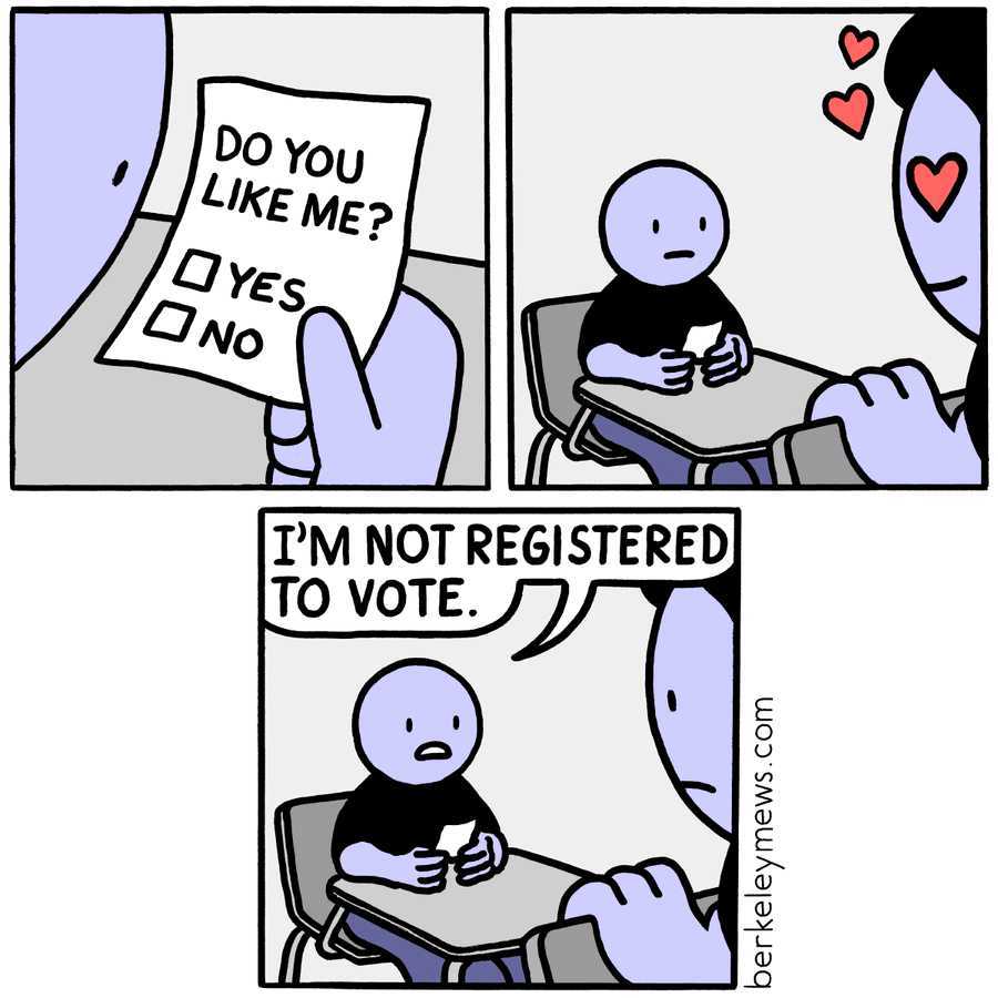 I'm registered, but I still haven't sent for my mail in ballot, since my state canceled in person voting - meme
