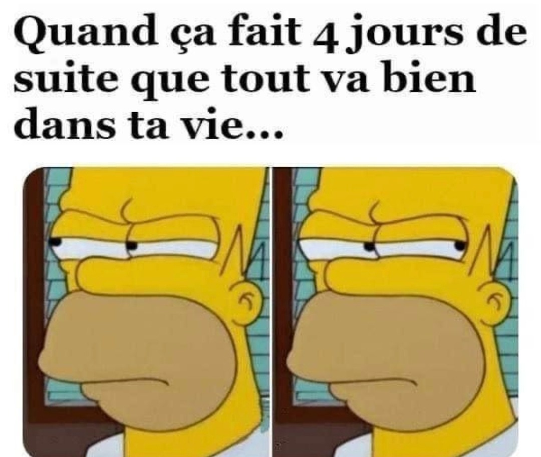 quand ça fait 4 jours que t’as la vie easy et tout roule meme mood