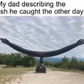 Dad describint the fish he caught