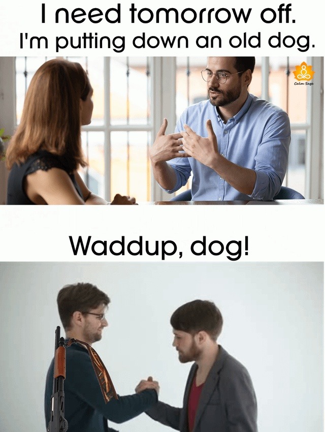 dog joke went dark - meme