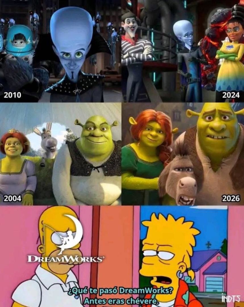 Otro meme de alguien criticando el rediseño de Shrek 5