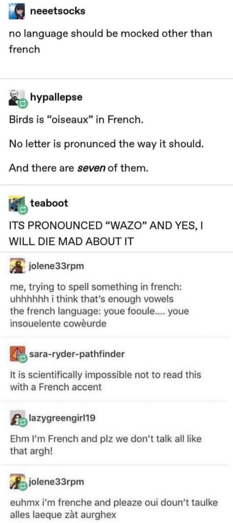 French: where no letter sounds like it should - meme