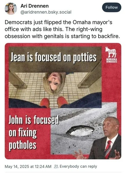 Omaha flipped because people care more about potholes than pee - meme