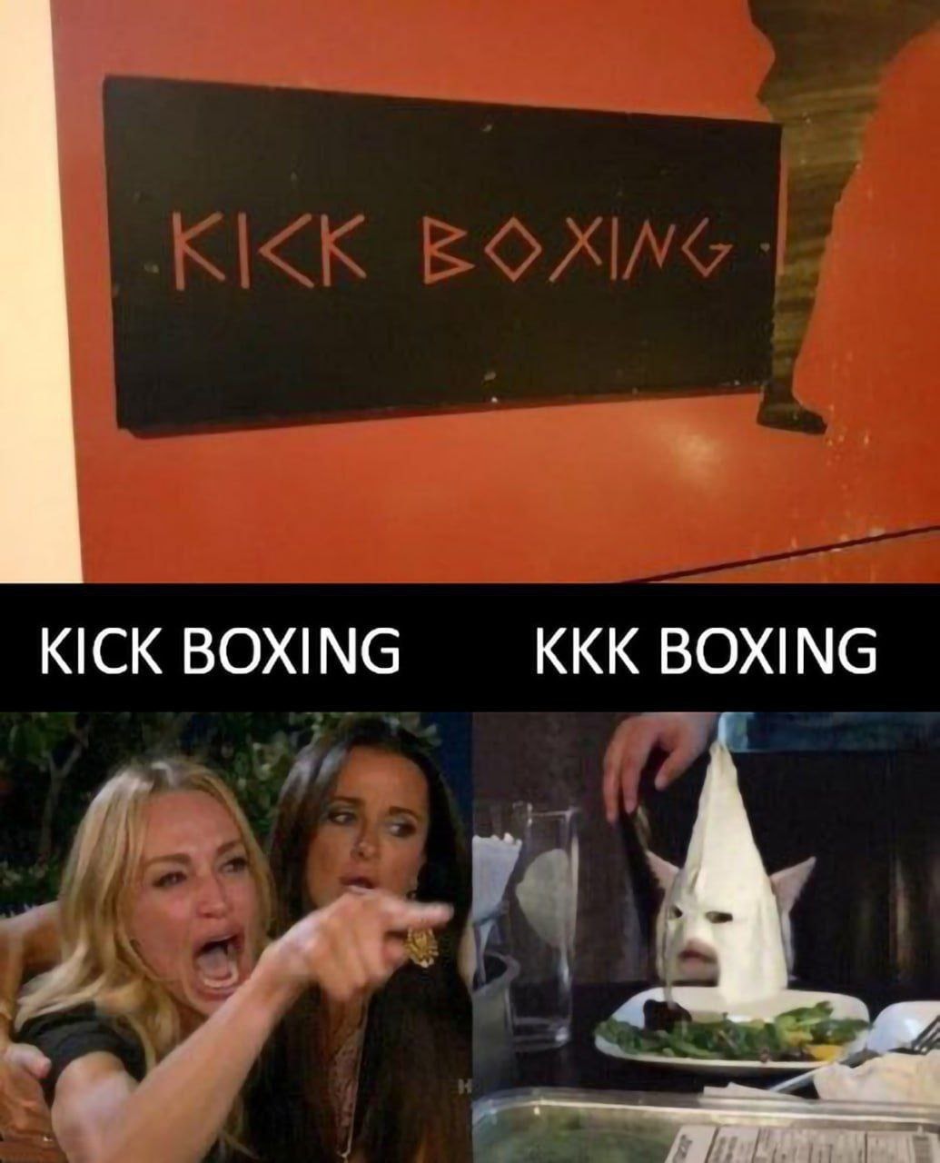 The punching bags are black - meme