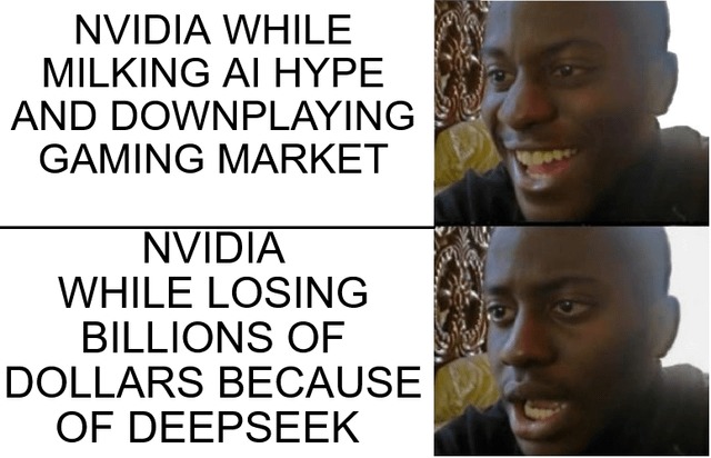 Deepseek caused Nvidia's stock to plunge - meme