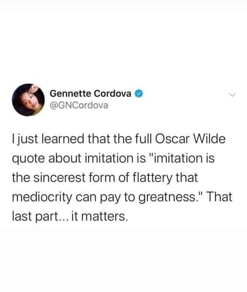 Oscar Wilde cooked with that last part about imitation - meme