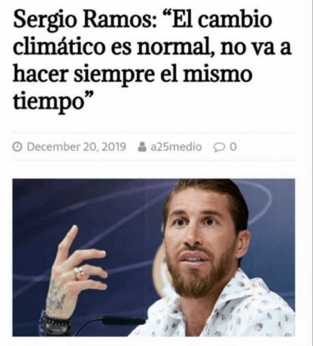 Sabias palabras de Sergio Ramos del cambio climático - meme