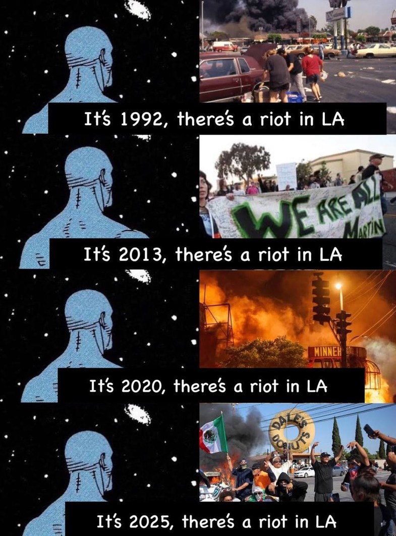 Jarvis write me a report on the racial demographics of LA - meme