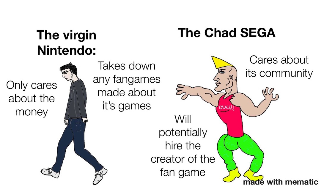 SEGA is better than Nintendo, change my mind. - meme