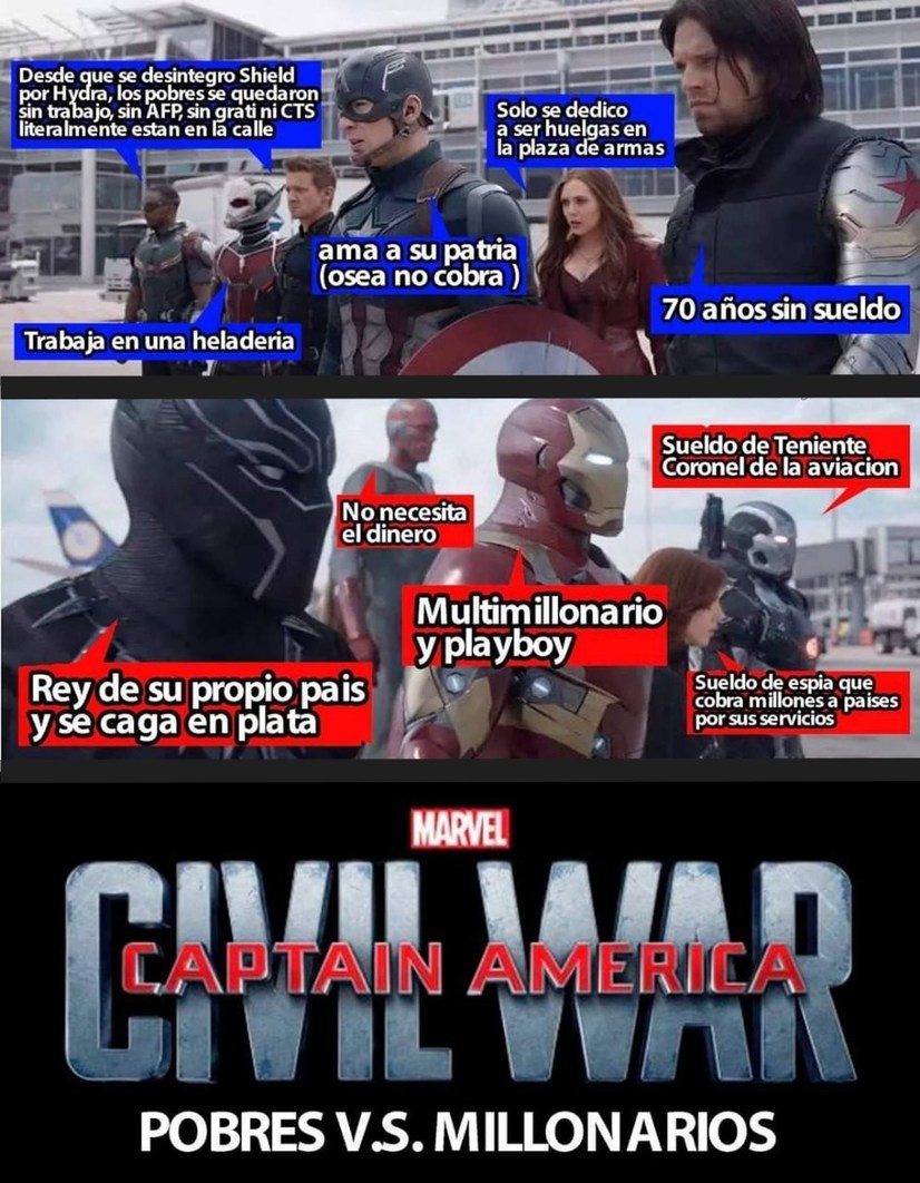 Civil war fue pobres contra millonarios - meme