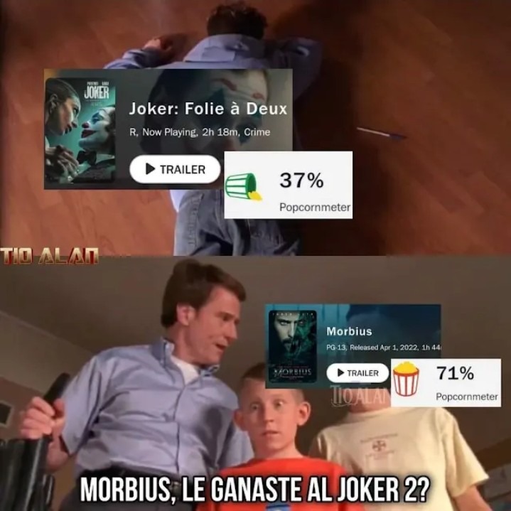 Imagina que una película mala,le gana a tu película mala - meme