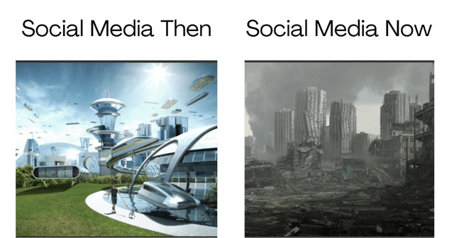 Social media then vs now - meme