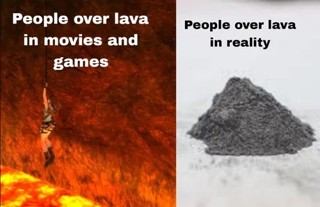 People over lava - meme