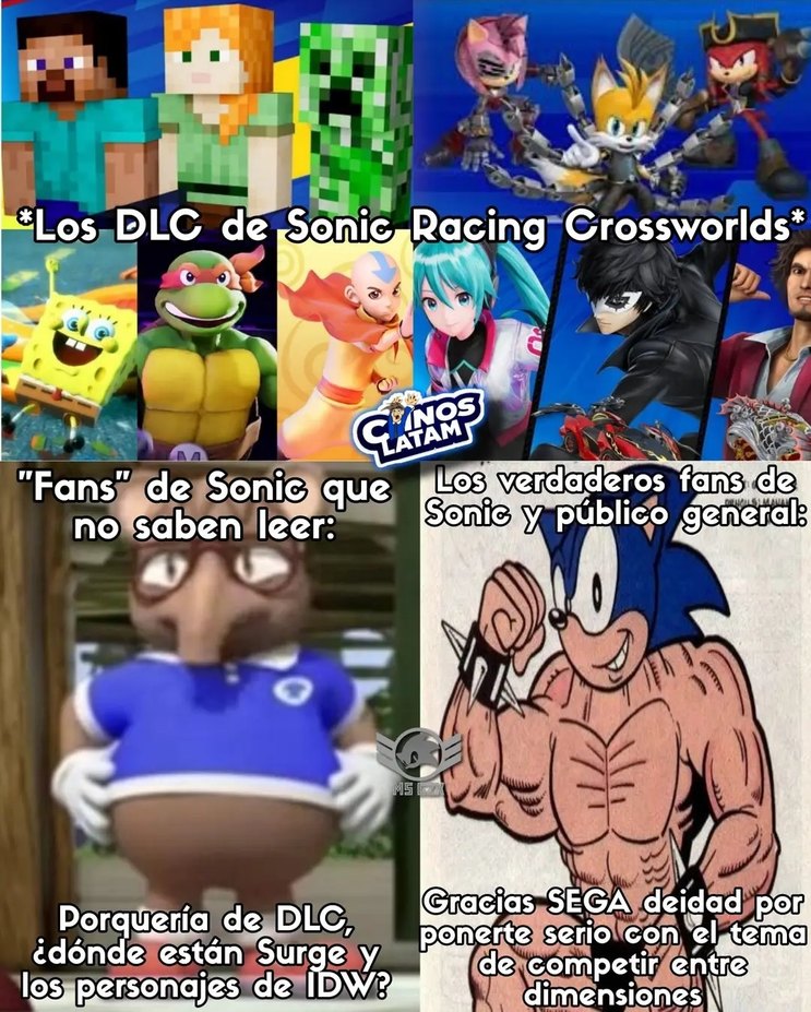 Hay mucha gente que le tira hate a los dlc de Sonic Racing Crossworlds lol - meme