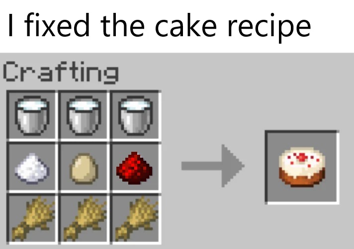 I fixed the cake recipe - meme