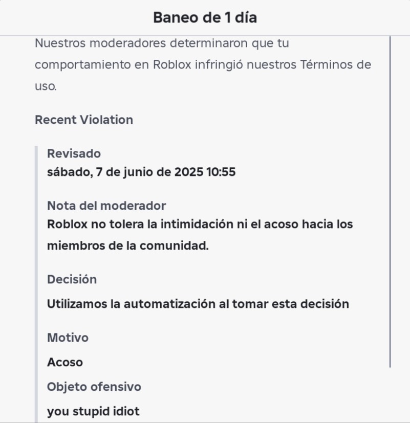 Roblox me baneo por 1 día solo por acoso en ingles Σ⁠(⁠ಠ⁠_⁠ಠ⁠) - meme