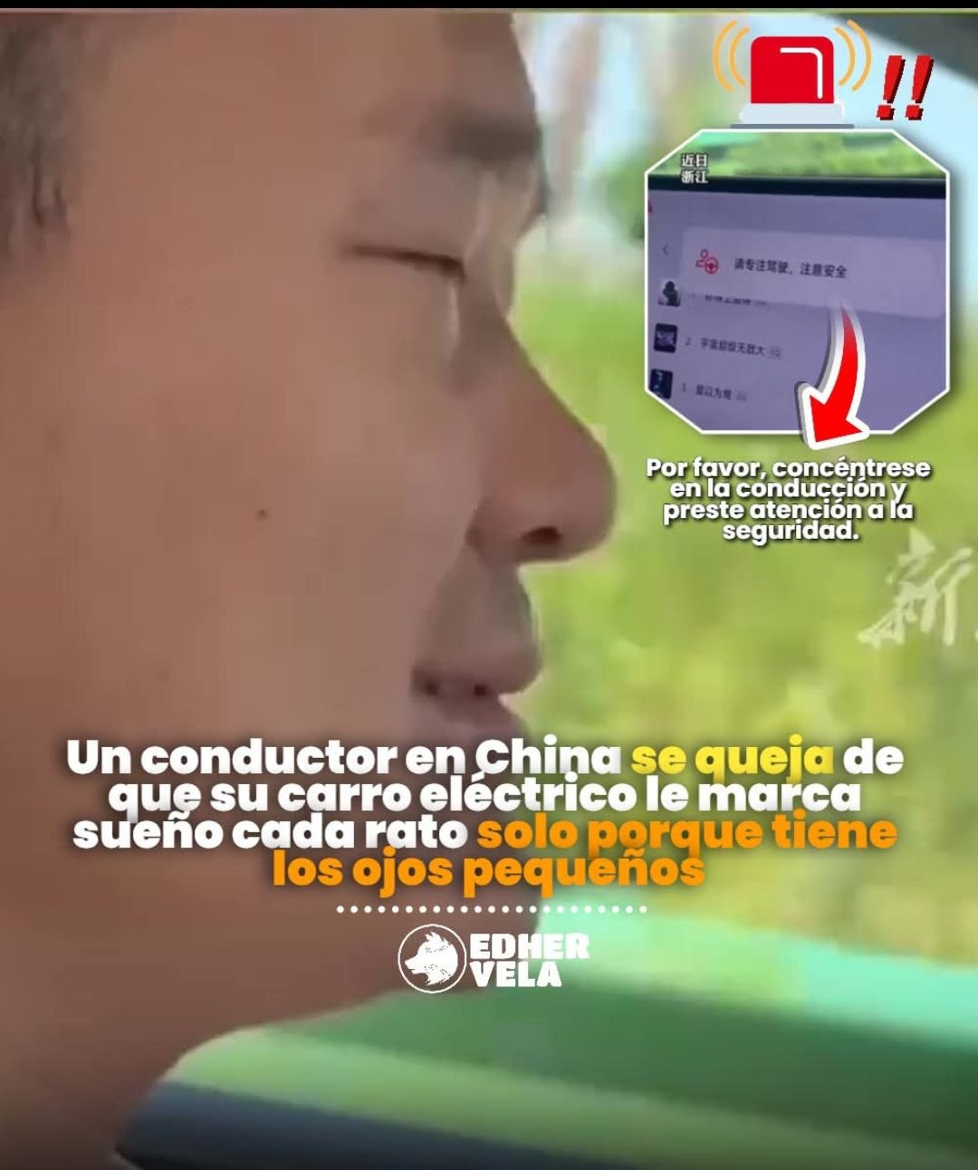 Cuando el conductor solo tiene los ojos pero cero sueño - meme