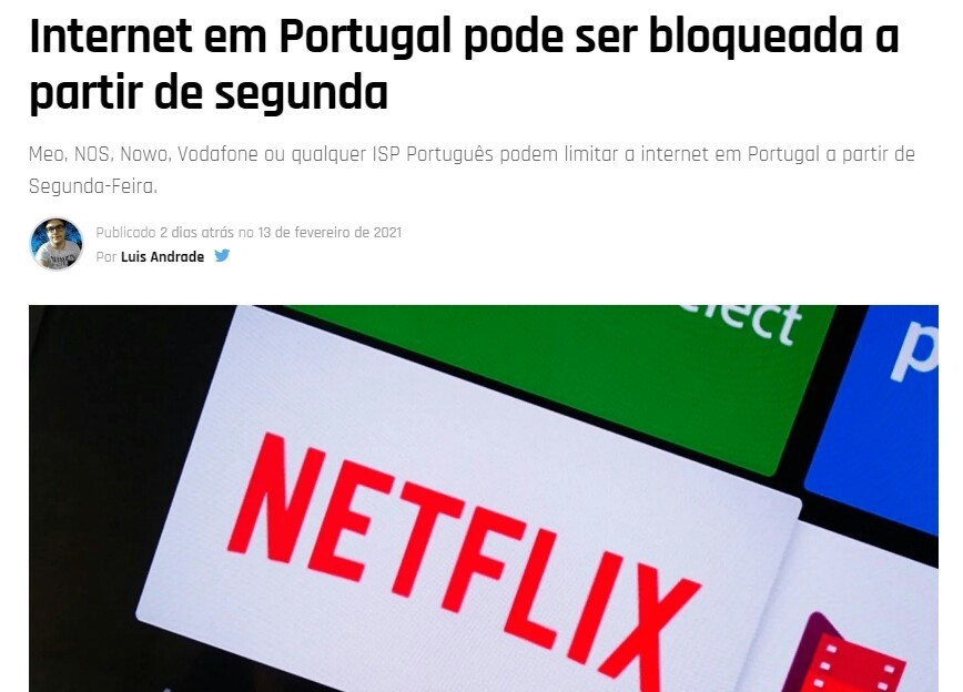 Não teremos mais portugueses na internet - meme
