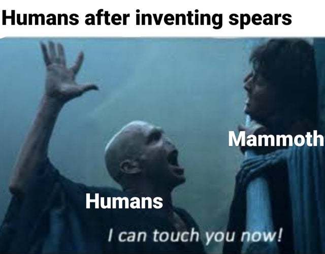 humans with spears strong - meme