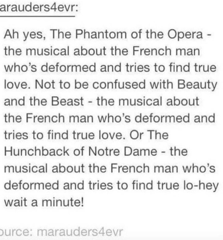Not to be confused with Mask, the musical about a French man whose deformed trying to find true love - meme