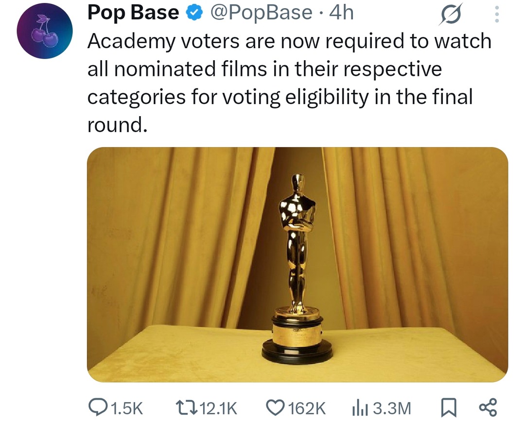 Academy voters now forced to watch movies? wild concept - meme