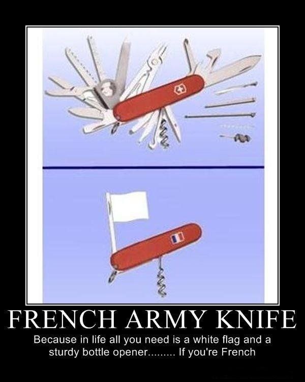 French army knife: comes with a bottle opener - meme