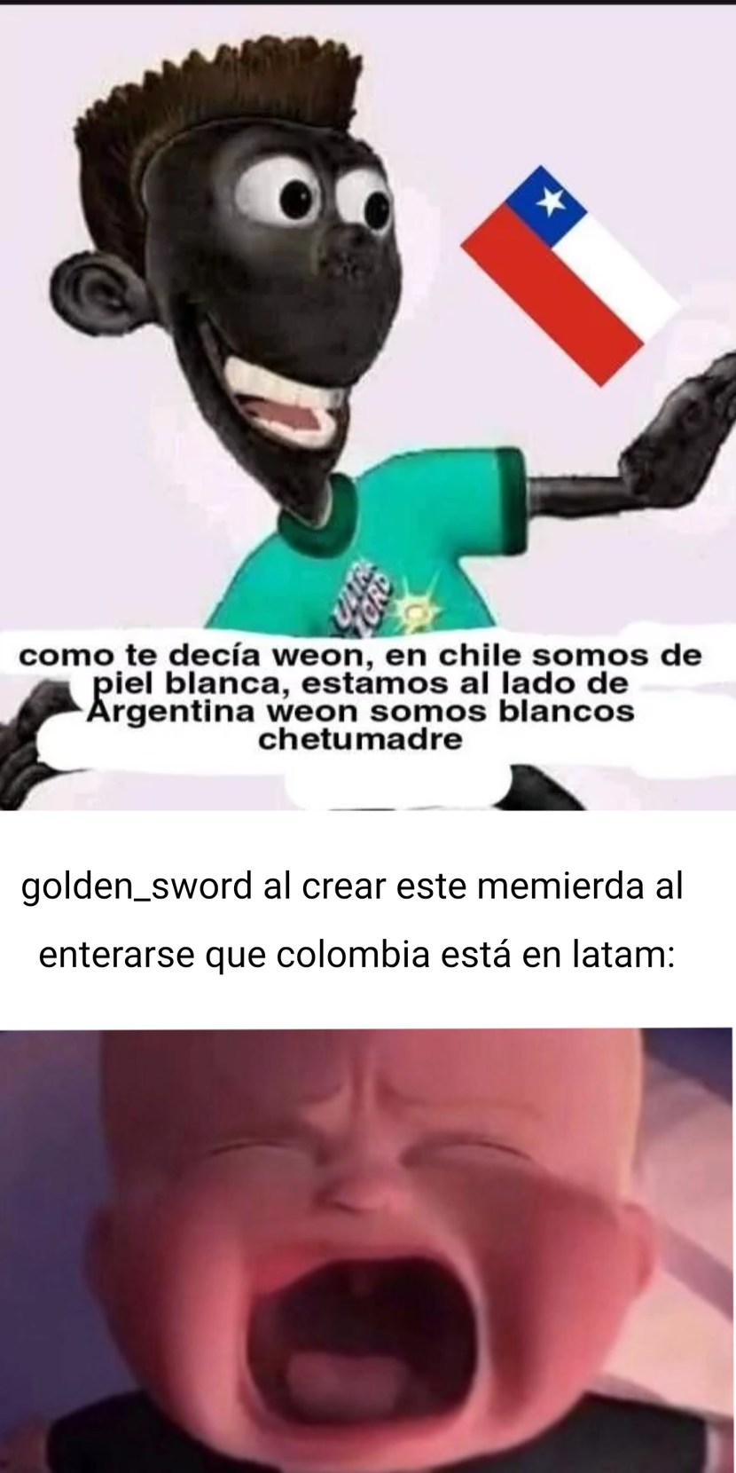 When Te Burlas De Latam: Eso Golden_Sword :genius: but colombia está en latam: :soyjakb: - meme