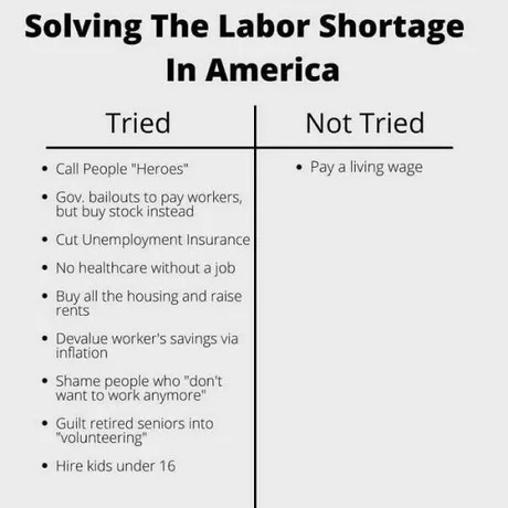 Solving the labor shortage in America - meme