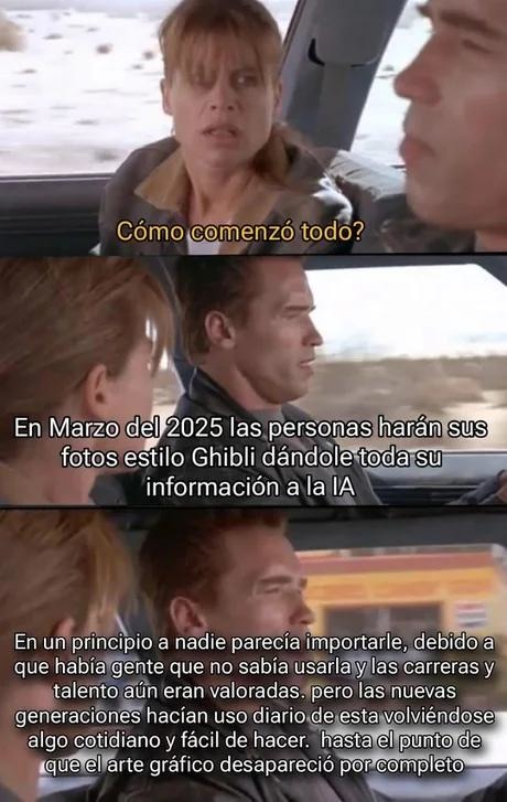 cuando entregamos nuestros datos a la IA por una imagen bonita de Ghibli - meme