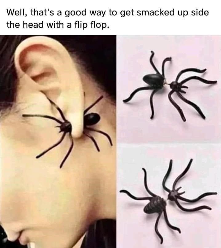 Never mind the spider - is that a real ear?? - meme